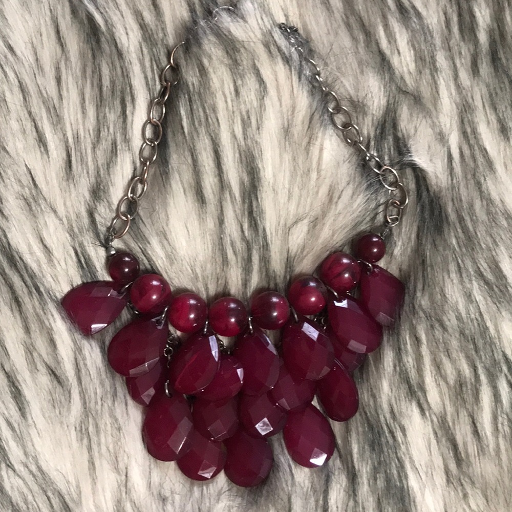 Burgandi beaded necklace!